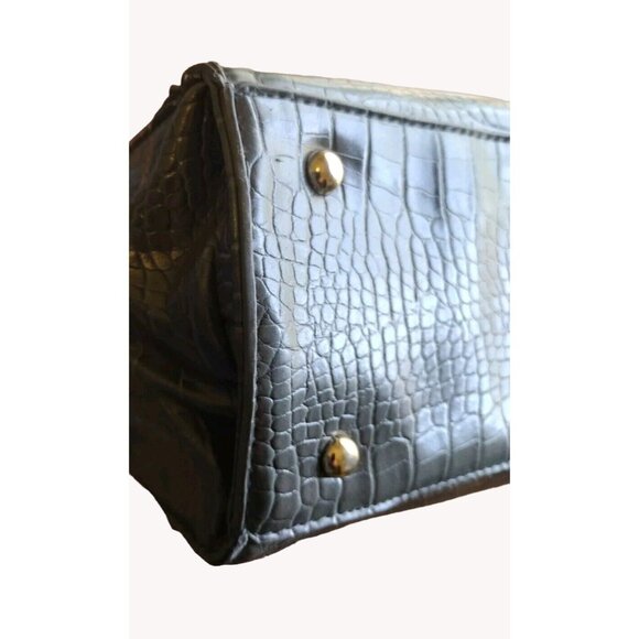 Bebe Handbag Satchel Gray Fringe Textured Braided Handle Gray - Picture 9 of 16